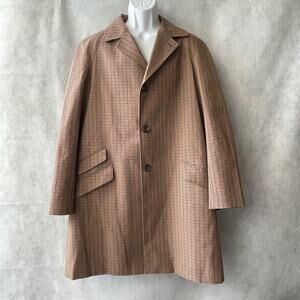 New York Industrie Plaid Wool Polyurethane Raincoat Topcoat Size EU 50 US 40